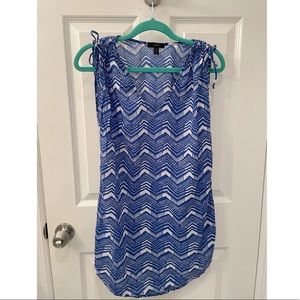 White and blue patterned dress from J Crew